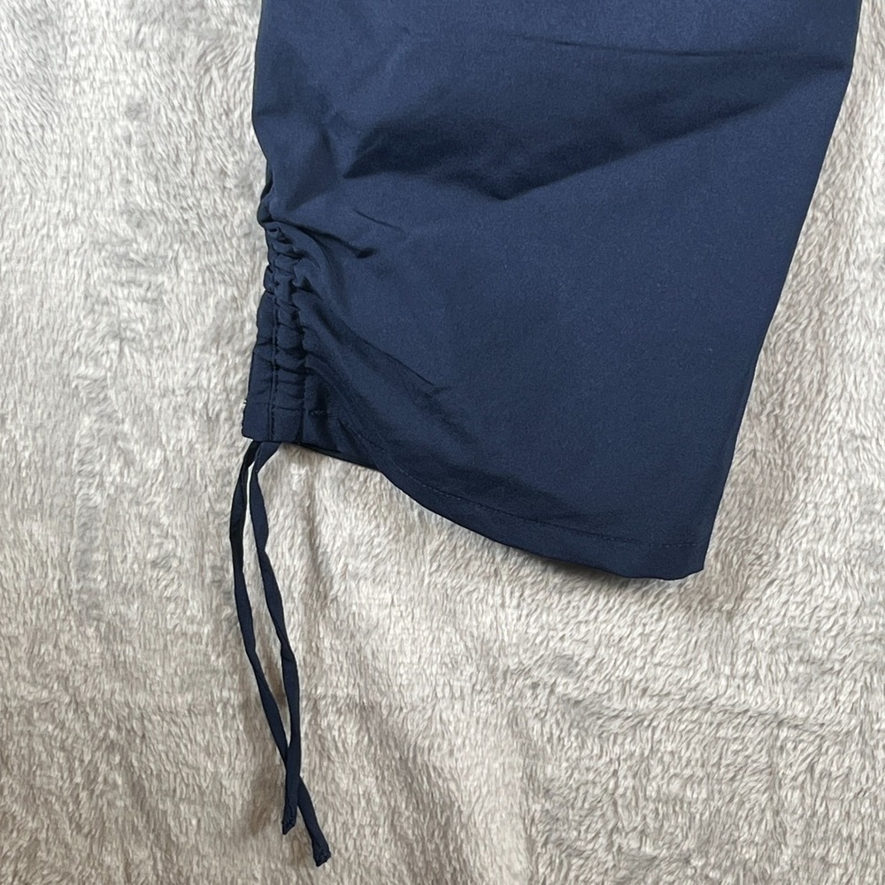 Sundays Womens 14 Navy Travel Pants Stretch Pull On Ruched Tie Cuff Ankle Resort - Picture 7 of 12